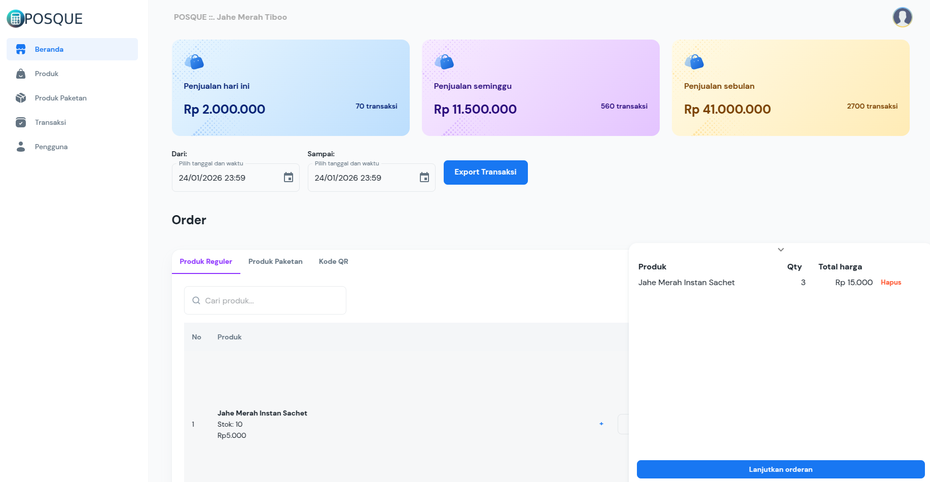 POSQUE App Interface